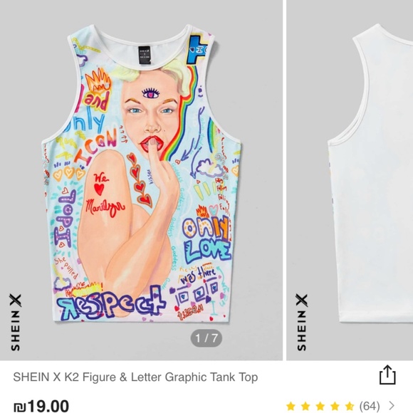 Shein x figure and‎ letter graphic tank . Worn once - Picture 1 of 8